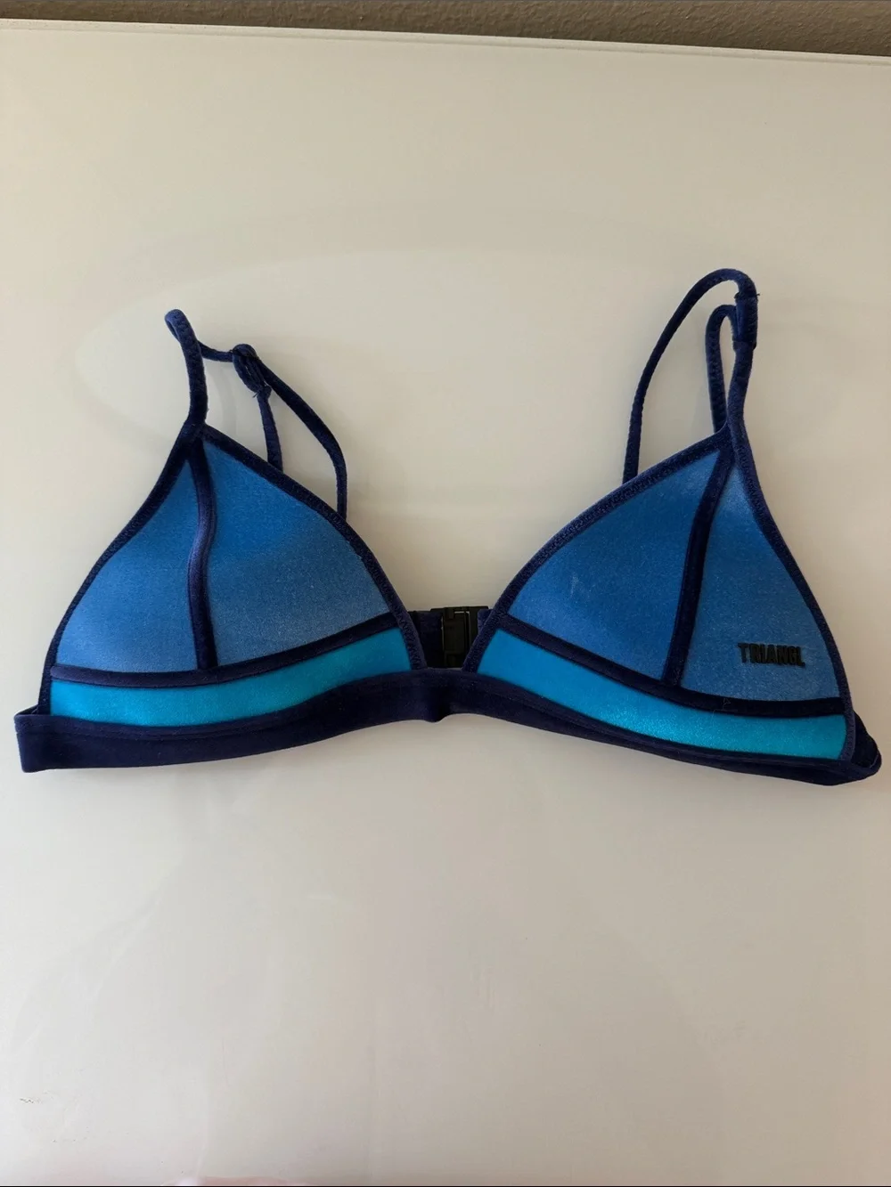 triangl swimwear Blue & Teal Colorblock Velvet Bikini Set Size S